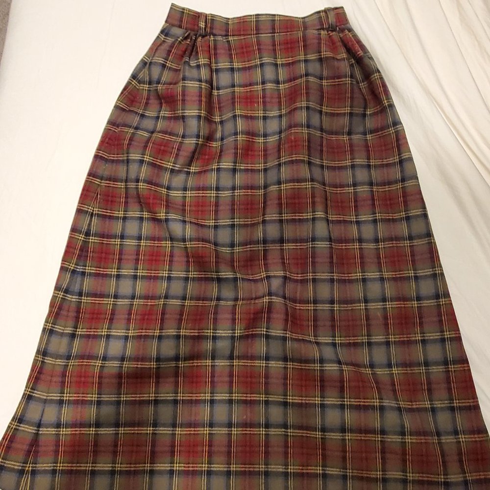 Vintage Plaid Pencil Skirt